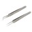 FEITA Precision Eyelash Extension Tweezers Set - Professional Straight & Curved Pointed Very Fine Tip Tweezers for Lash Extensions - Silver - 2Pcs