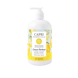 CAPRI ESSENTIALS Hand Soap Liquid, Natural Household Cleaning Supplies, Gentle Plant Based Aromatic Hand Wash with a Blend of Essential Oils, Removes Dirt & Grime, Lemon Verbena Scent, 16 FL Oz