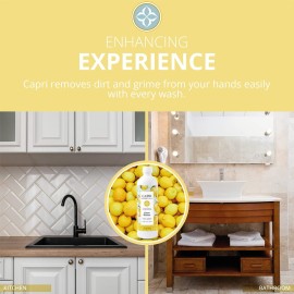 CAPRI ESSENTIALS Hand Soap Liquid, Natural Household Cleaning Supplies, Gentle Plant Based Aromatic Hand Wash with a Blend of Essential Oils, Removes Dirt & Grime, Lemon Verbena Scent, 16 FL Oz