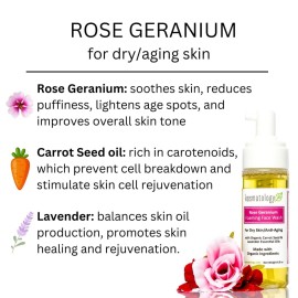 kosmatology Rose Geranium Face Wash | Smooths Skin | Reduces Fine Lines, Wrinkles & Puffiness | Gentle Foaming Cleanser with Natural Ingredients for Youthful Skin | 6 oz