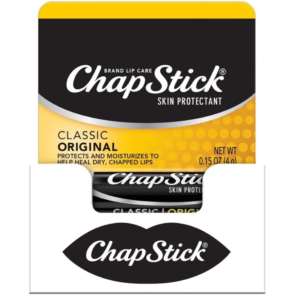 ChapStick Classic (1 Box of 12 Sticks, 12 Total Sticks, Original Flavor) Skin Protectant Flavored Lip Balm Tube, 0.15 Ounce Each, 12 Count (Pack of 1)