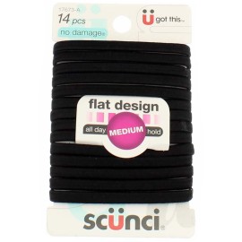 Scunci No Damage Hair Elastics, Black 14 ea (Pack of 5)