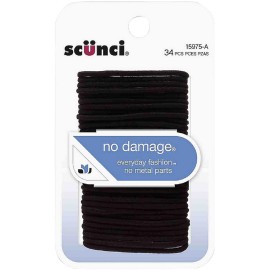 Scunci No Damage Hair Elastics, Small, Black 34 ea (Pack of 3) Scunci No Damage Hair Elastics, Small, Black 34 ea (Pack of 3)