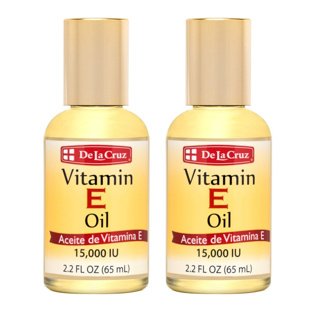 De La Cruz Vitamin E Oil, Vitamin E Oil with Safflower for Skin, Hair, Face and Body, 2.2 FL OZ. (2 Bottles)