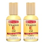 De La Cruz Vitamin E Oil, Vitamin E Oil with Safflower for Skin, Hair, Face and Body, 2.2 FL OZ. (2 Bottles)