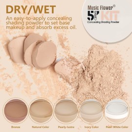 FantasyDay 5 Colors Long-Lasting Lightweight Multi-layer Matte Loose Setting Powder Pressed Face Makeup Concealing Shading Powder Foundation for All Skin Tones, Minimizes Fine Lines & Imperfections FantasyDay 5 Colors Long-Lasting Lightweight Multi-layer Matte Loose Setting Powder Pressed Face Makeup Concealing Shading Powder Foundation for All Skin Tones, Minimizes Fine Lines & Imperfections