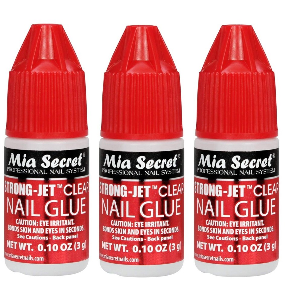 3pcs Mia Secret Strong-Jet Clear Drop On Nail Glue - Fast Drying and Long Lasting