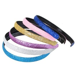 lasenersm Girls/Women Mixed Color Glitter Headband Headwear Hairband or Hair Hoop Set of 9