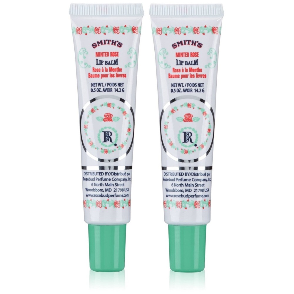 Smith\'s Rosebud Perfume Co. Minted Rose Lip Balm in a Tube,0.5 Ounce (Pack of 2)
