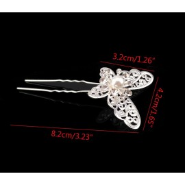 yueton Pack of 20 Butterfly Pearl Crystal Hair Pin Bride Headwear Hair Accessories (Silver) yueton Pack of 20 Butterfly Pearl Crystal Hair Pin Bride Headwear Hair Accessories (Silver)