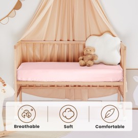 THXSILK Pure Silk Fitted Crib Sheets, Organic Crib Bedding-Ultra Soft, Smooth, 100% Top Grade Mulberry Silk, 28 x 52 x 8, Girl, Pink