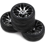 hobbysoul 4pcs New RC 1/10 On Road Tires Soft & Alloy Aluminum Rims Hex 12mm