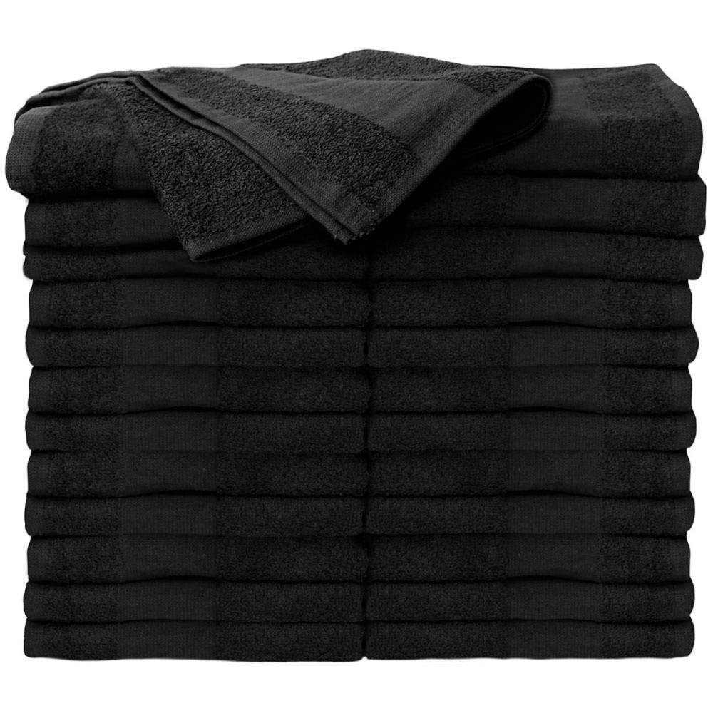 ForPro Professional Collection Premium Bleach Tough Salon Towels, Black, 100% Cotton, Bleach-Proof Towels, Stain Resistant, 16 W x 27 L, 24-Count