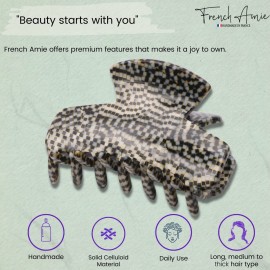 French Amie Chic Opera Small 2 Handmade Celluloid Jaw Hair Claw Clip Clamp Clutcher for Women and Girls, Made in France (Opera)