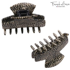 French Amie Chic Opera Small 2 Handmade Celluloid Jaw Hair Claw Clip Clamp Clutcher for Women and Girls, Made in France (Opera)