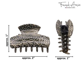 French Amie Chic Opera Small 2 Handmade Celluloid Jaw Hair Claw Clip Clamp Clutcher for Women and Girls, Made in France (Opera)