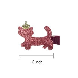allydrew Elegant Kitties Glitter Crown Girls Hair Clip Sparkly Kitten Hair Clips, set of 5