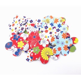 yueton 20pcs Flower Shape Colorful Printing Style Double Sided Nail Files Emery Board Cosmetic Manicure Pedicure Tool