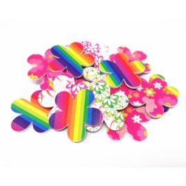 yueton 20pcs Flower Shape Colorful Printing Style Double Sided Nail Files Emery Board Cosmetic Manicure Pedicure Tool