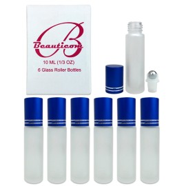 Beauticom Glass Roll on Bottle 10ml ~ 1/3 oz with Metal Cap, Stainless Steel Roll Balls for Essential Oil, Aromatherapy, Perfume, Lip Gloss, Lip Balm (BLUE) (6 Bottles per order) Beauticom Glass Roll on Bottle 10ml ~ 1/3 oz with Metal Cap, Stainless Steel Roll Balls for Essential Oil, Aromatherapy, Perfume, Lip Gloss, Lip Balm (BLUE) (6 Bottles per order)