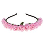 Love Sweety BOHO Floral Crown Rose Flower Headband Hair Wreath (Pink)