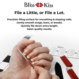 Bliss Kiss Simply Czech Crystal Glass Nail File case and Sleeve | Small Nail File Gentle Nail Files for Natural Nails, Durable Manicure Tool, Perfect Travel Nail File, Emery Boards Alternative