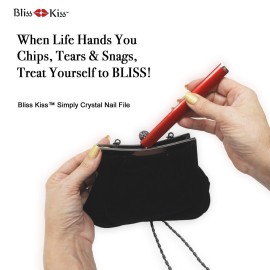 Bliss Kiss Simply Crystal Nail File - Large - Czech Glass - with case and Sleeve