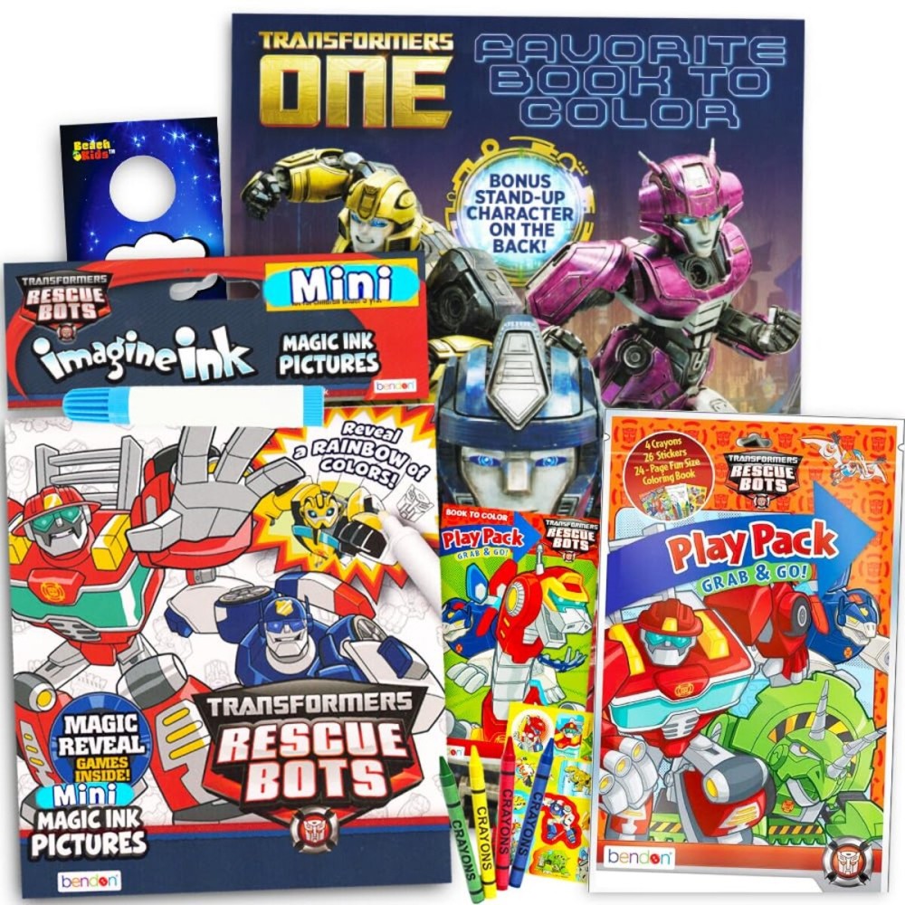 Transformers Rescue Bots Coloring and Activity Super Set - 2 Activity Books and Play Pack Filled with Stickers and Coloring Activities, Door Hanger (Transformers Rescue Bots Party Supplies)