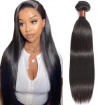 BLACKMOON HAIR Straight Human Hair One Bundle 26 Inch 100% Unprocessed Brazilian Virgin Human Hair Straight Weave Bundles Human Hair Extensions for Black Woman Natural Color