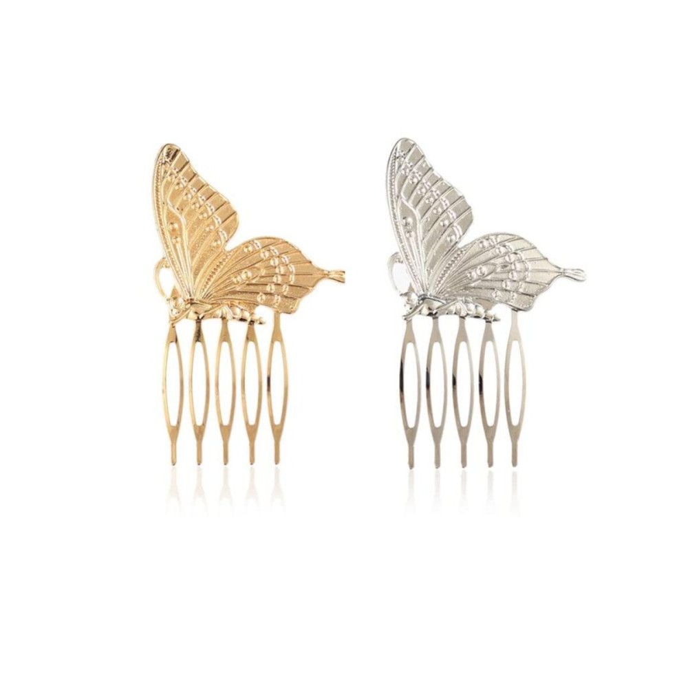 LOVEF 1Pair Delicate Retro Elegant Butterfly Hair Pin Clip Cuff Claw Side Comb, Siver/Gold LOVEF 1Pair Delicate Retro Elegant Butterfly Hair Pin Clip Cuff Claw Side Comb, Siver/Gold