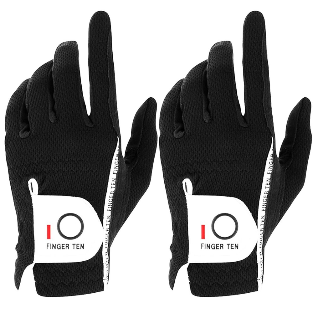 FINGER TEN Men\'s Golf Gloves for Right Left Handed Golfer Rain Grip Value 2 Pack, Golf Glove for Hot Wet Weather No Sweat Black Gray White Blue (Black, Large-Worn on Left Hand) FINGER TEN Men\'s Golf Gloves for Right Left Handed Golfer Rain Grip Value 2 Pack, Golf Glove for Hot Wet Weather No Sweat Black Gray White Blue (Black, Large-Worn on Left Hand)