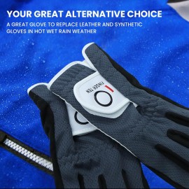 FINGER TEN Men\'s Golf Gloves for Right Left Handed Golfer Rain Grip Value 2 Pack, Golf Glove for Hot Wet Weather No Sweat Black Gray White Blue (Black, Large-Worn on Left Hand) FINGER TEN Men\'s Golf Gloves for Right Left Handed Golfer Rain Grip Value 2 Pack, Golf Glove for Hot Wet Weather No Sweat Black Gray White Blue (Black, Large-Worn on Left Hand)