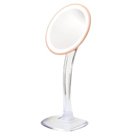 JERDON Lighted Tabletop Makeup Mirror - Makeup Mirror with 5X Magnification in Rose Gold Finish - 7.25-inch Round Vanity Mirror - Model JS725RL