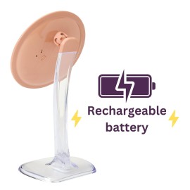 JERDON Lighted Tabletop Makeup Mirror - Makeup Mirror with 5X Magnification in Rose Gold Finish - 7.25-inch Round Vanity Mirror - Model JS725RL