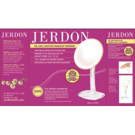 JERDON Lighted Tabletop Makeup Mirror - Makeup Mirror with 5X Magnification in Rose Gold Finish - 7.25-inch Round Vanity Mirror - Model JS725RL