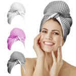 desired body Microfiber Hair Wrap for Women - Extra Large 45 x 25 Quick-Dry Towel, Anti-Frizz, Breathable, Waffle Knit, Elastic Loop for Wet, Curly & Straight Styles - Grey - Microfiber Hair Towel