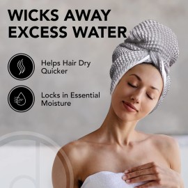 desired body Microfiber Hair Wrap for Women - Extra Large 45 x 25 Quick-Dry Towel, Anti-Frizz, Breathable, Waffle Knit, Elastic Loop for Wet, Curly & Straight Styles - Grey - Microfiber Hair Towel desired body Microfiber Hair Wrap for Women - Extra Large 45 x 25 Quick-Dry Towel, Anti-Frizz, Breathable, Waffle Knit, Elastic Loop for Wet, Curly & Straight Styles - Grey - Microfiber Hair Towel