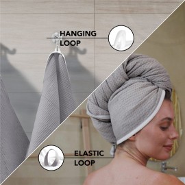 desired body Microfiber Hair Wrap for Women - Extra Large 45 x 25 Quick-Dry Towel, Anti-Frizz, Breathable, Waffle Knit, Elastic Loop for Wet, Curly & Straight Styles - Grey - Microfiber Hair Towel desired body Microfiber Hair Wrap for Women - Extra Large 45 x 25 Quick-Dry Towel, Anti-Frizz, Breathable, Waffle Knit, Elastic Loop for Wet, Curly & Straight Styles - Grey - Microfiber Hair Towel