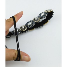 yueton Pack of 2 Handmade Crystal Rhinestone Beads Elastic Headband Hair Band Women Hair Accessories (Navy blue + Gold) yueton Pack of 2 Handmade Crystal Rhinestone Beads Elastic Headband Hair Band Women Hair Accessories (Navy blue + Gold)