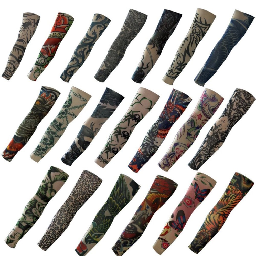 Ewanda store 20pcs Set Fake Temporary Tattoo Sleeves Body Art Arm Stockings Accessories - Designs Tribal,Dragon,Skull,and Etc.