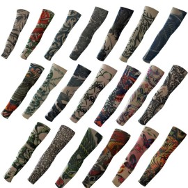 Ewanda store 20pcs Set Fake Temporary Tattoo Sleeves Body Art Arm Stockings Accessories - Designs Tribal,Dragon,Skull,and Etc.