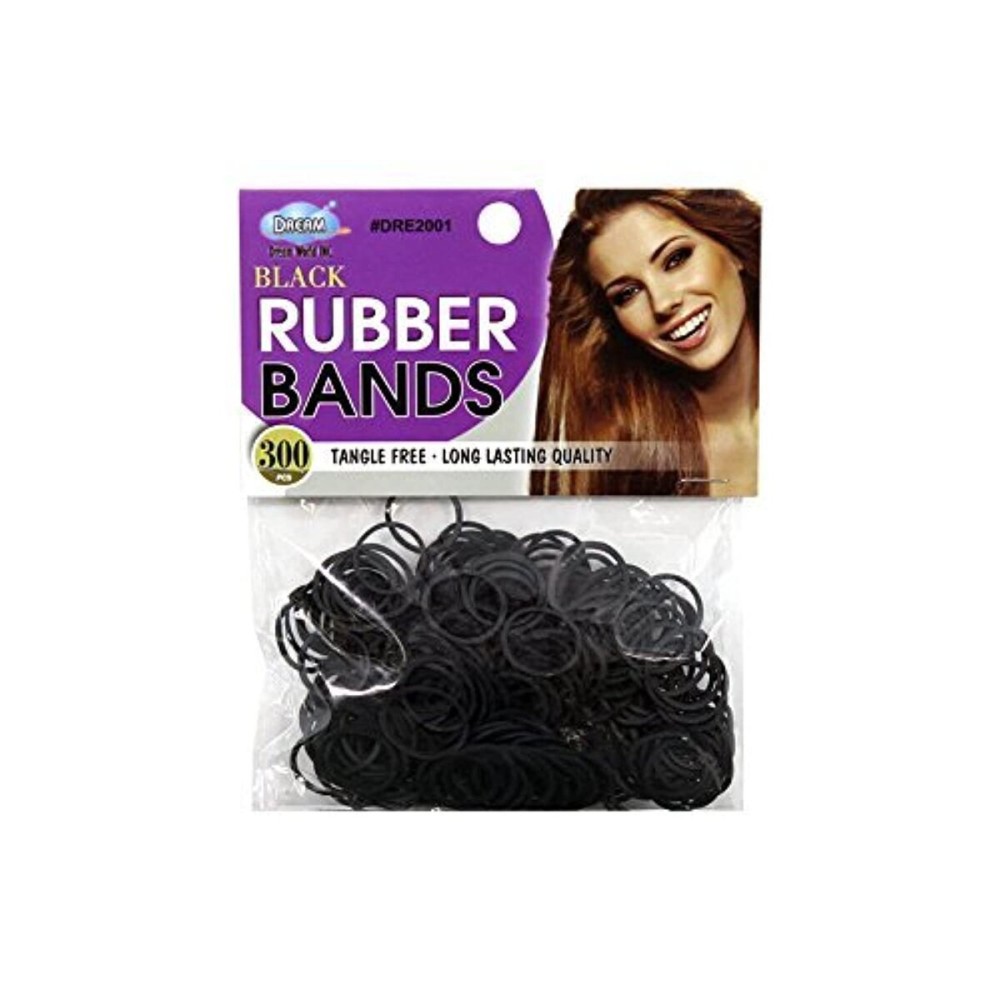 DREAM WORLD Rubber Bands, Black, 300 Pieces, 9.6 Oz