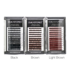 EMILYSTORES Lash Eyebrow Extensions Color Light Brown Thickness 0.10 mm Length 5/6/7/8MM Mixed Sizes 1 Tray