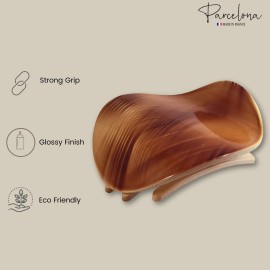 Parcelona France Onde Beige Waves 2 3/4 Celluloid Side Slide in Secure Grip Hair Up do Hinge Duck Hair Claw for Women and Girls
