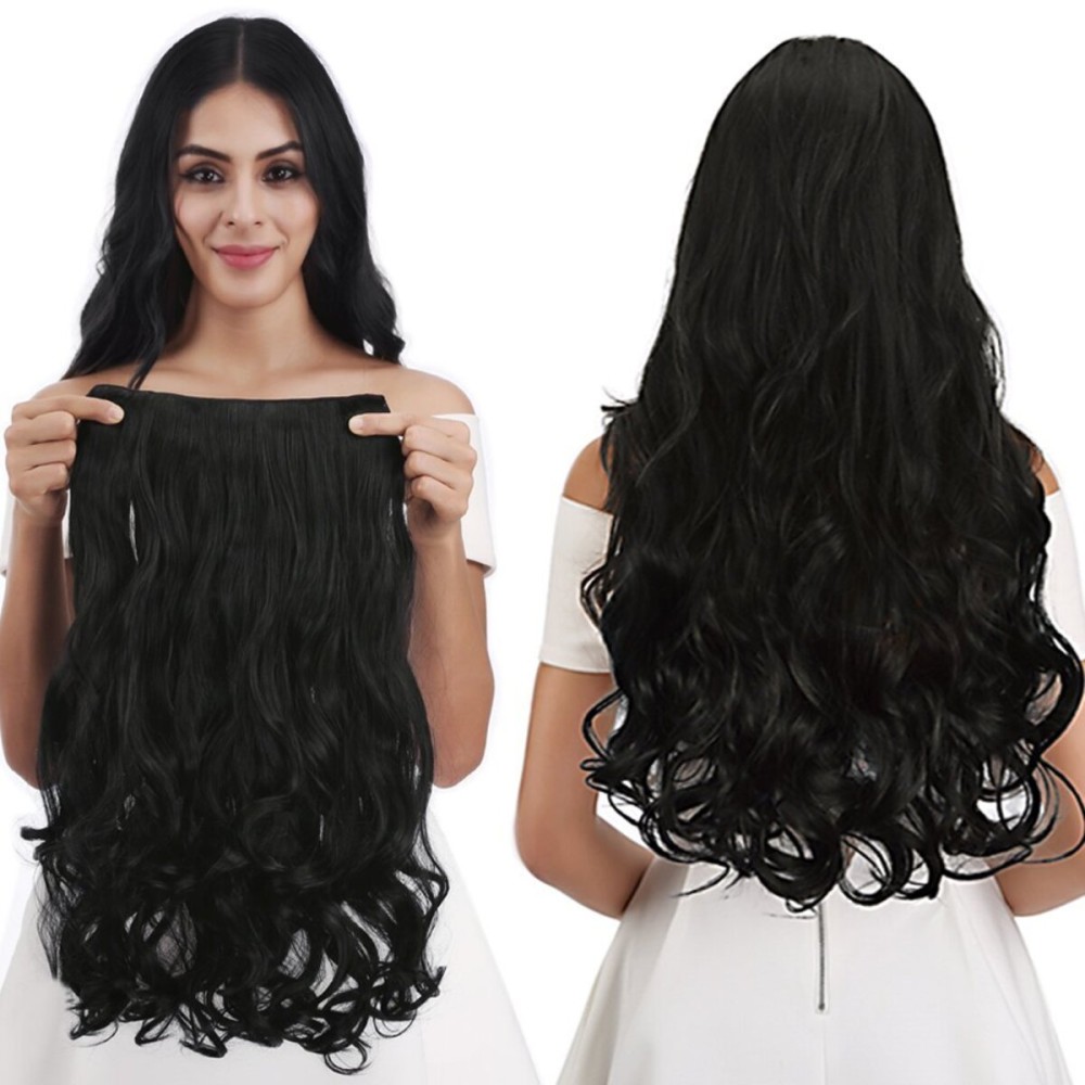 REECHO 18 1-Pack 3/4 Full Head Curly Wavy Clips in on Synthetic Hair Extensions HE008 Hairpieces for Women 5 Clips 4.0 Oz per Piece - Natural Black REECHO 18 1-Pack 3/4 Full Head Curly Wavy Clips in on Synthetic Hair Extensions HE008 Hairpieces for Women 5 Clips 4.0 Oz per Piece - Natural Black