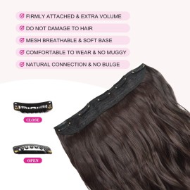 REECHO 16 1-Pack 3/4 Full Head Curly Wavy Clips in on Synthetic Hair Extensions HE008 Hairpieces for Women 5 Clips 3.9 Oz per Piece - Dark Brown REECHO 16 1-Pack 3/4 Full Head Curly Wavy Clips in on Synthetic Hair Extensions HE008 Hairpieces for Women 5 Clips 3.9 Oz per Piece - Dark Brown