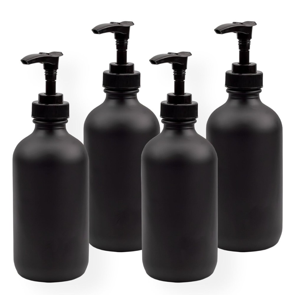 Cornucopia Brands Black Coated 8-Ounce Glass Pump Bottles (4-Pack), Great for Lotions, Liquid Soap, Aromatherapy and More Cornucopia Brands Black Coated 8-Ounce Glass Pump Bottles (4-Pack), Great for Lotions, Liquid Soap, Aromatherapy and More