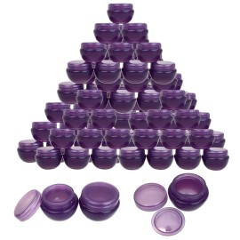 Beauticom 48 Pieces 10G/10ML Purple Frosted Container Jars with Inner Liner for Homemade Moisturizers, Lotions, Skin Care Products - BPA Free