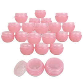 Beauticom 24 Pieces 10G/10ML Pink Frosted Container Jars with Inner Liner for Lotion, Toners, Lip Balms, Makeup Samples - BPA Free