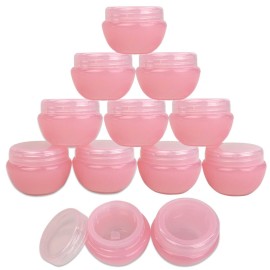 Beauticom 10G/10ML Frosted Container Jars with Inner Liner for Scrubs, Oils, Salves, Creams, Lotions, Makeup Cosmetics, Nail Accessories, Beauty Aids - BPA Free (12 Pieces, Pink)